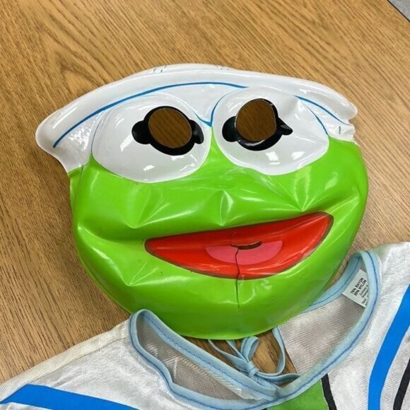 Vintage Baby Kermit Costume With Mask - 1980s Kids - Polyester - Picture 2 of 10